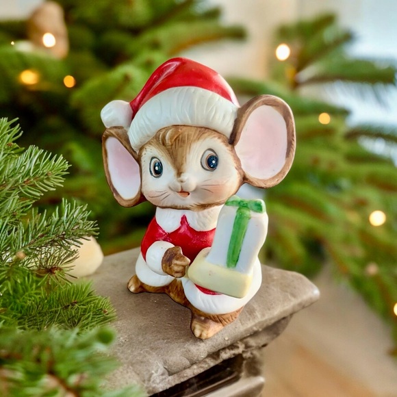🚩SOLD🚩 Vintage Christmas HOMCO Santa Mouse Figurine - Picture 3 of 11